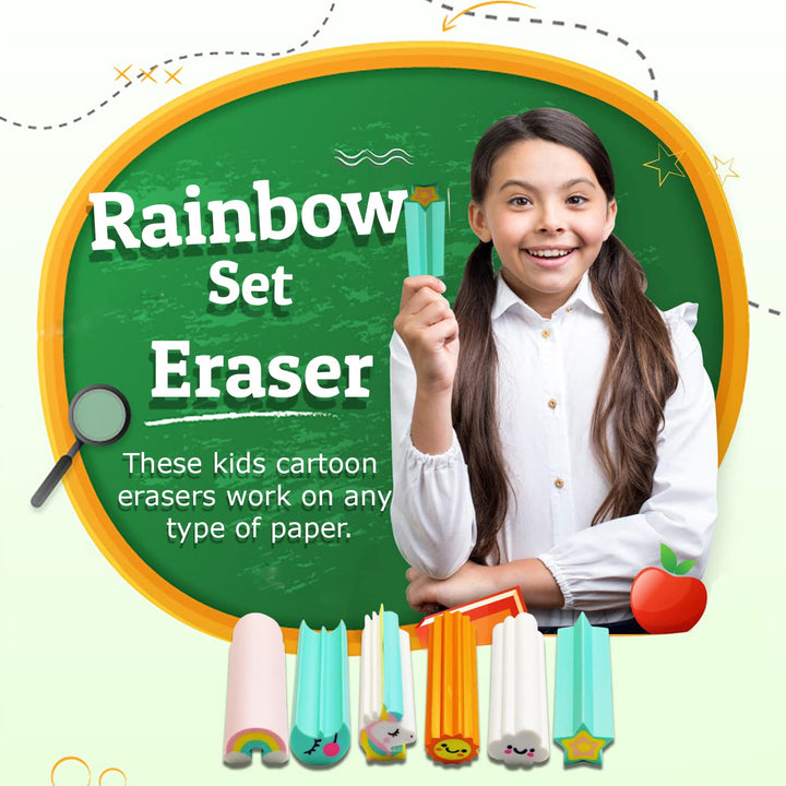 FunBlast Pack of 6 Erasers (Unicorn, Rainbow, Star, Moon, Sun and Cloud theme)