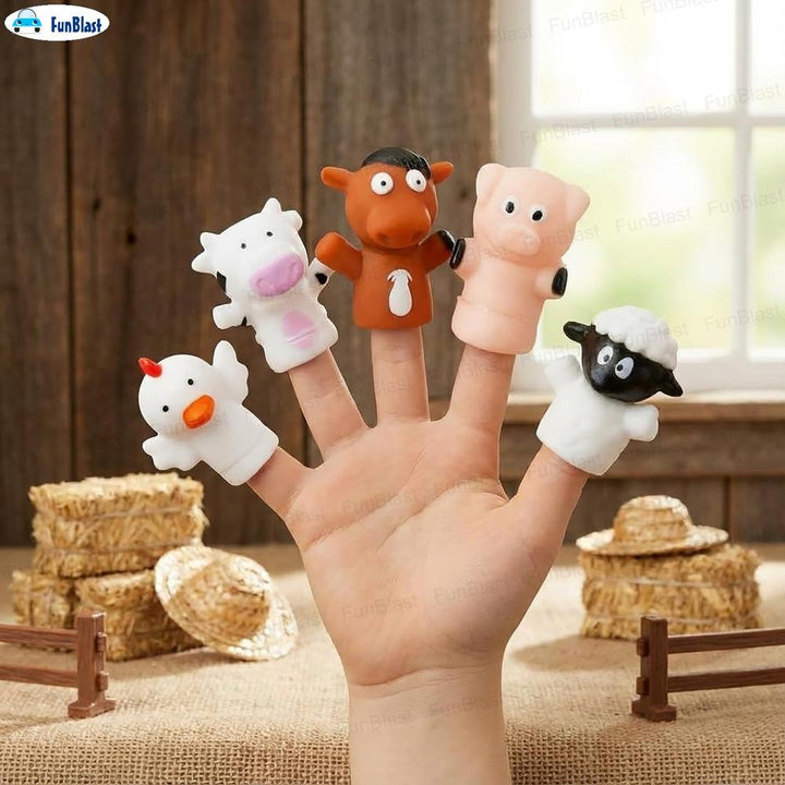 FunBlast Farm Animal Finger Puppets for Kids | Storytelling & Pretend Play Toys for Toddlers (Pack of 5)