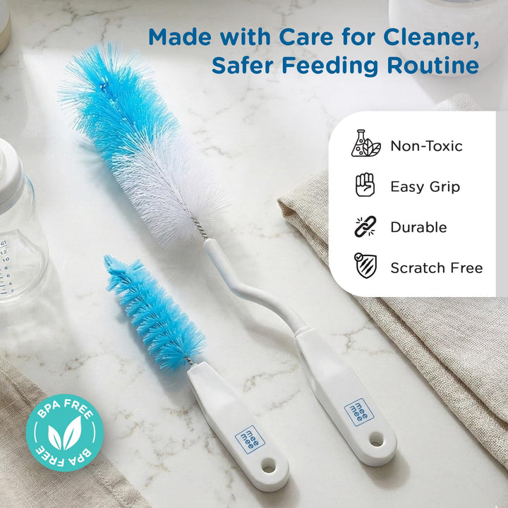 Mee Mee Nylon Bottle Brush with Nipple Cleaner |360° Rotating Handle
