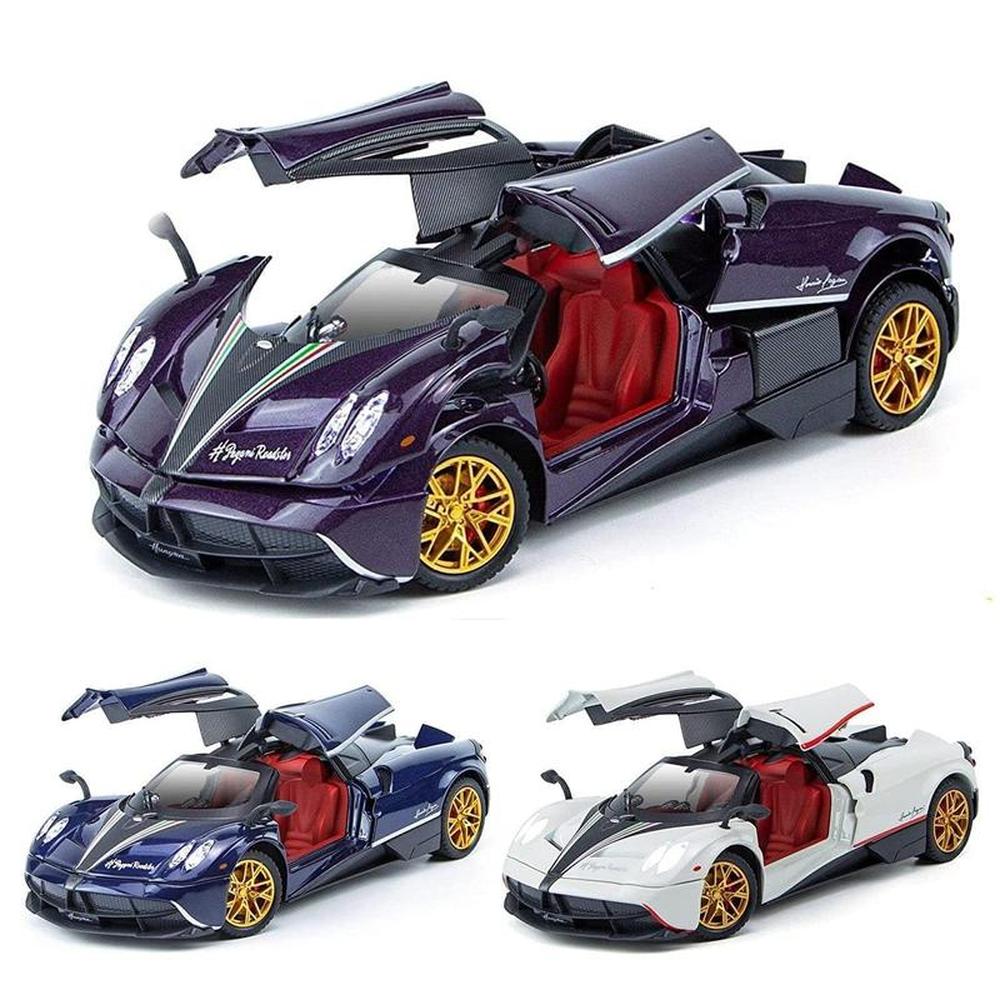 BIG Fun Toys Resembling Pagani Huayra Diecast Car - Pullback, Openable Parts, Light & Sound | 1:24 Scale (3 Years till Grown Ups) | Assorted Colors