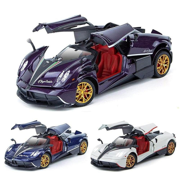 BIG Fun Toys Resembling Pagani Huayra Diecast Car - Pullback, Openable Parts, Light & Sound | 1:24 Scale (3 Years till Grown Ups) | Assorted Colors