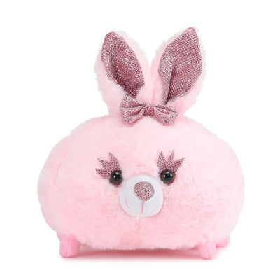 Plush Baby Rabbit Teddy with Neck Bow Multi Purpose Holder Soft Toys - Pink