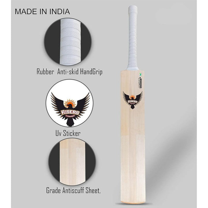 Jaspo Risers Hyderabad Club Craze Kashmir Willow Cricket Bat (Wood)| (Full Size - Grade 1) | 12+ Years