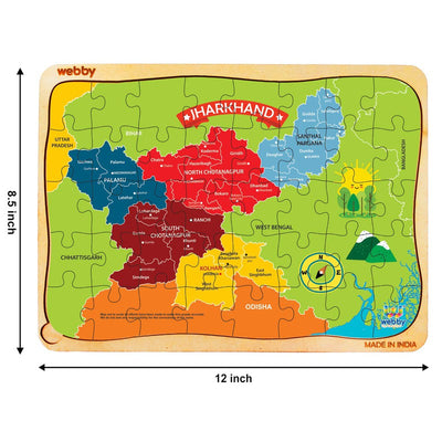 Jharkhand Map Wooden Jigsaw Puzzle, 40pcs