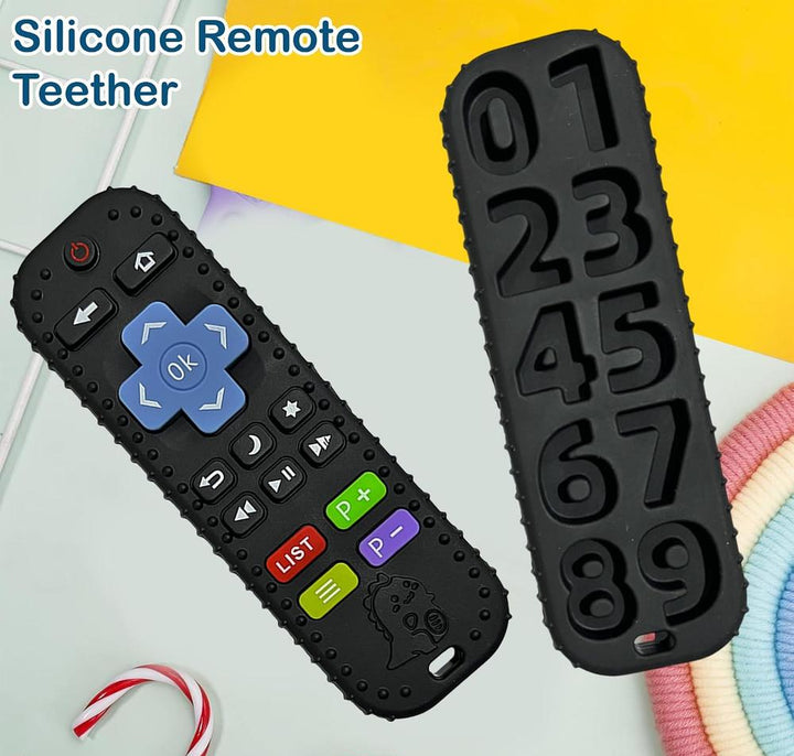 FunBlast Silicone Remote Teether for Babies – Black | Soft Chew Toy for Teething & Biting Skill Development
