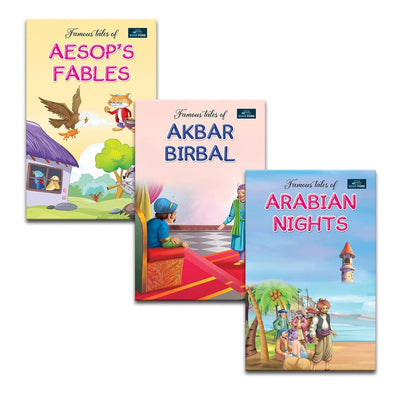 Famous Tales for Kids (Set of 3) Aesop's Fables, Akbar Birbal & Arabian Nights - Classic Stories of Wit, Wisdom, and Adventure