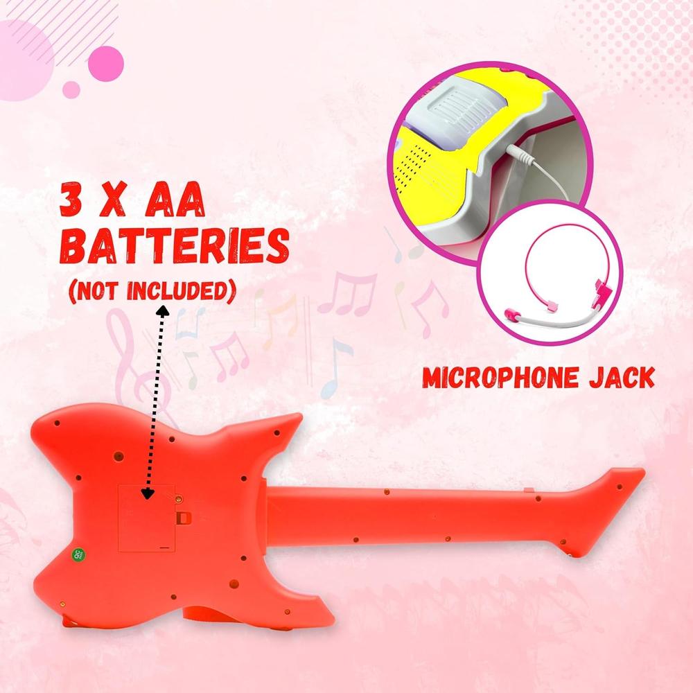 Stringless Musical Guitar Toy for Kids | Number Keys, Microphone, Rhythm, Tone & Sample Functions- Blue