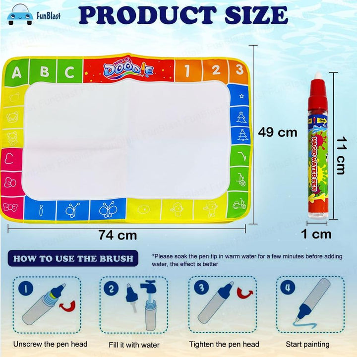 FunBlast Magic Water Drawing Mat with Rainbow Color Swatches | Aqua Magic Drawing Pad