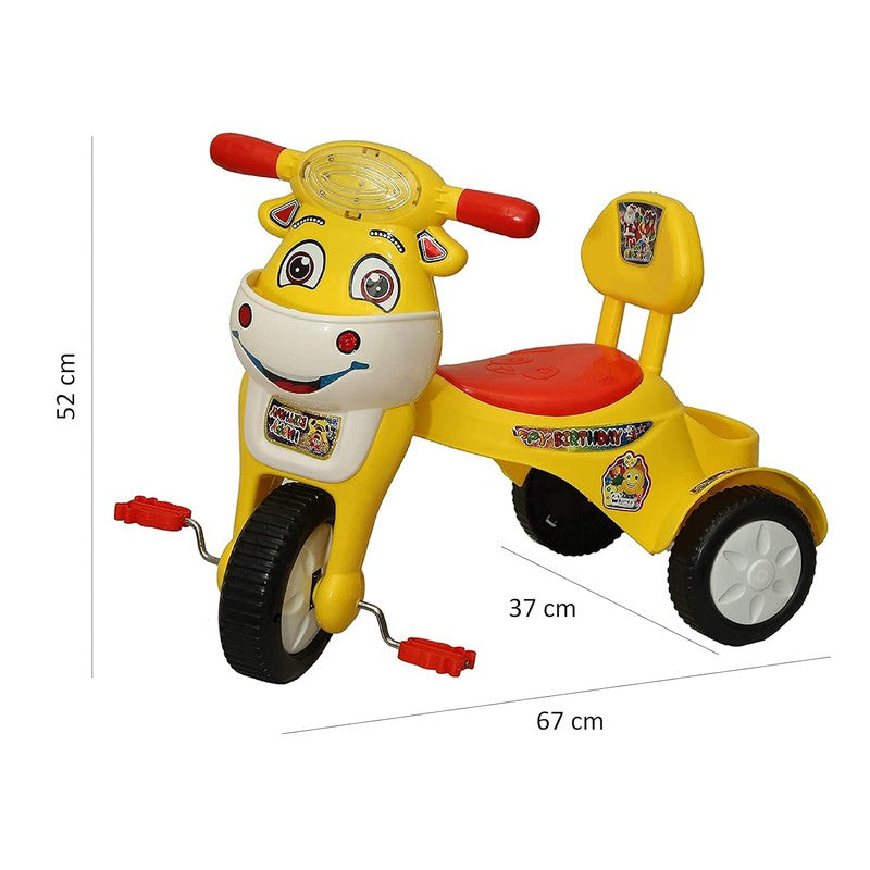 Tricycle with Music and Light for Kids | Happy Birthday (Yellow) | COD not Available