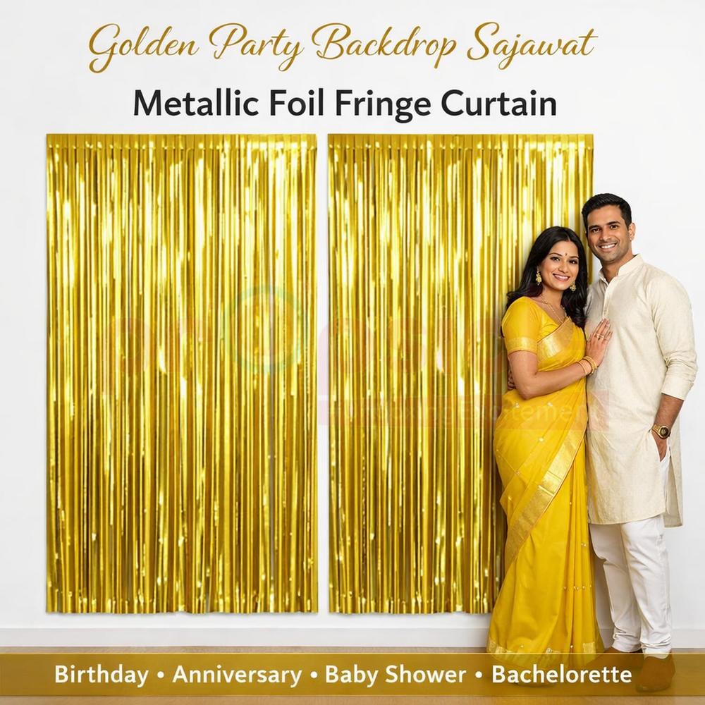 Golden Foil Fringe Curtain | Decoration for Birthday