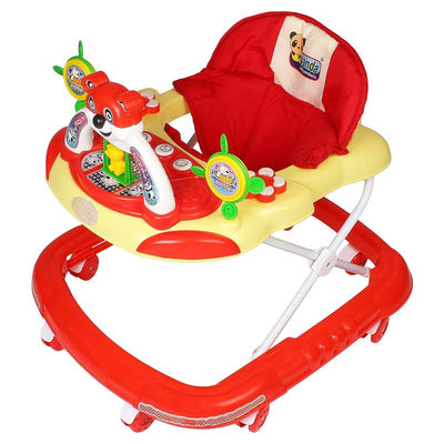 Baby Musical Foldable & Height Adjustable Walker with Parental Handle (Red)