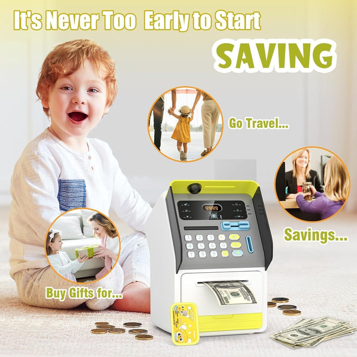 Lumo Brilliant Toys Face Recognition ATM Piggy Bank for Kids with Debit Card | Talking ATM Machine