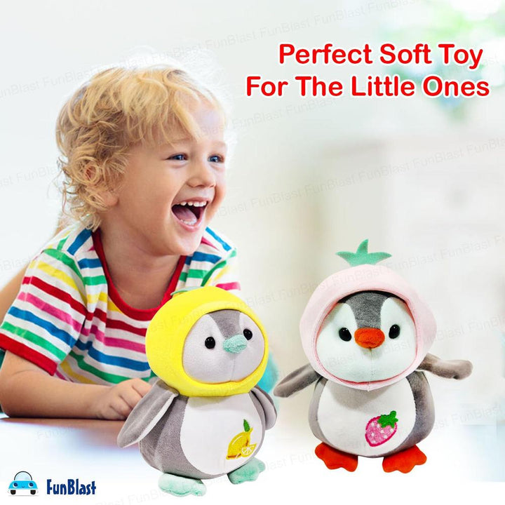 FunBlast Fruity Penguin Soft Toy | Fluffy Stuffed Plush Toy for Kids | Cute Huggable Penguin