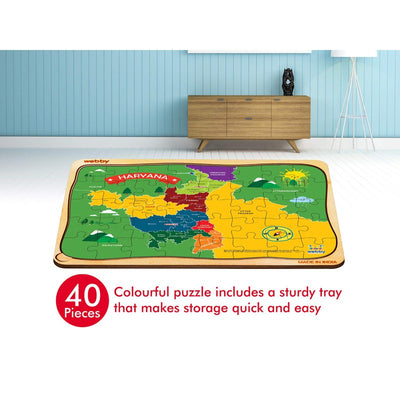 Haryana Map Wooden Jigsaw Puzzle, 40pcs