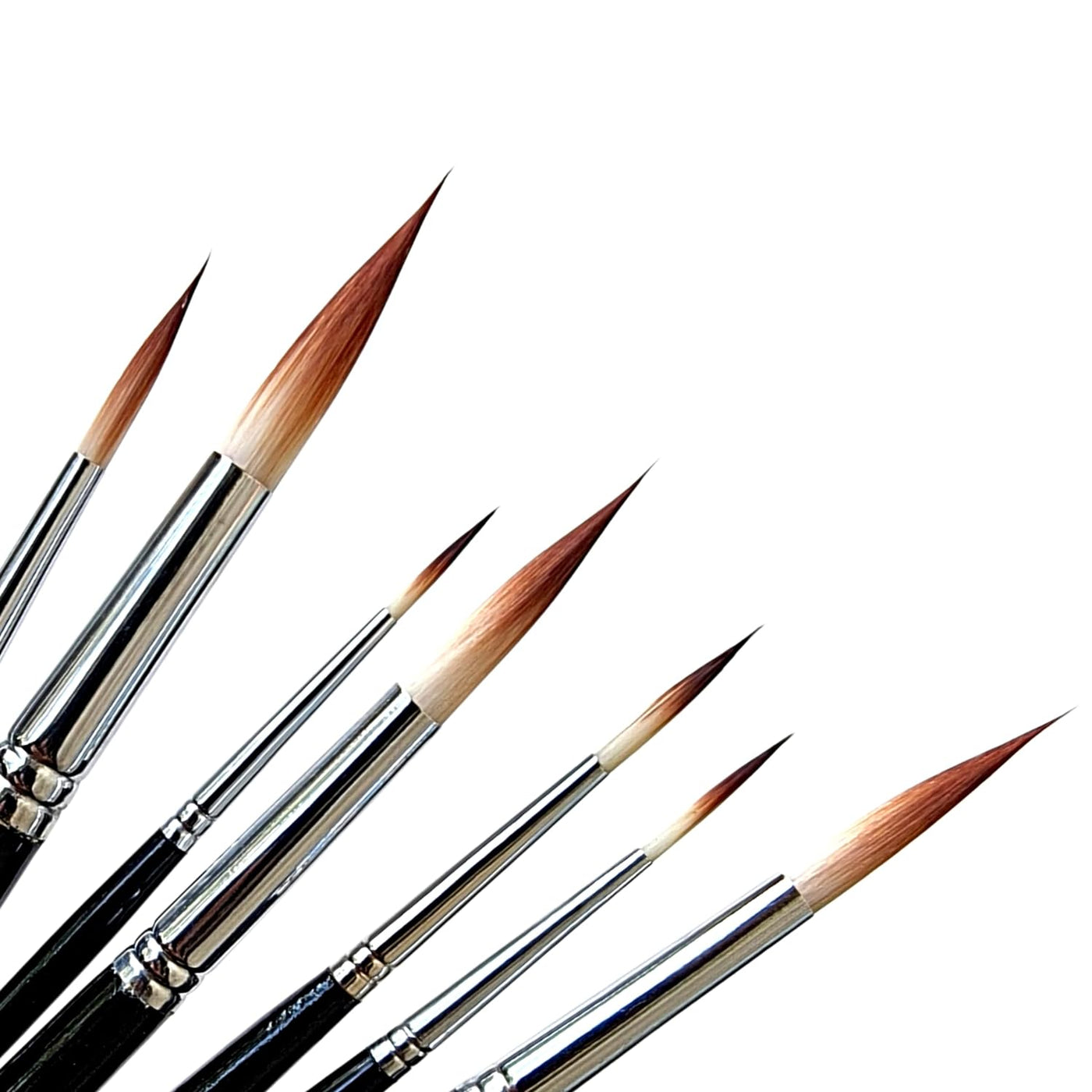 Set of 7 Round Handcrafted Paint Brushes | Black