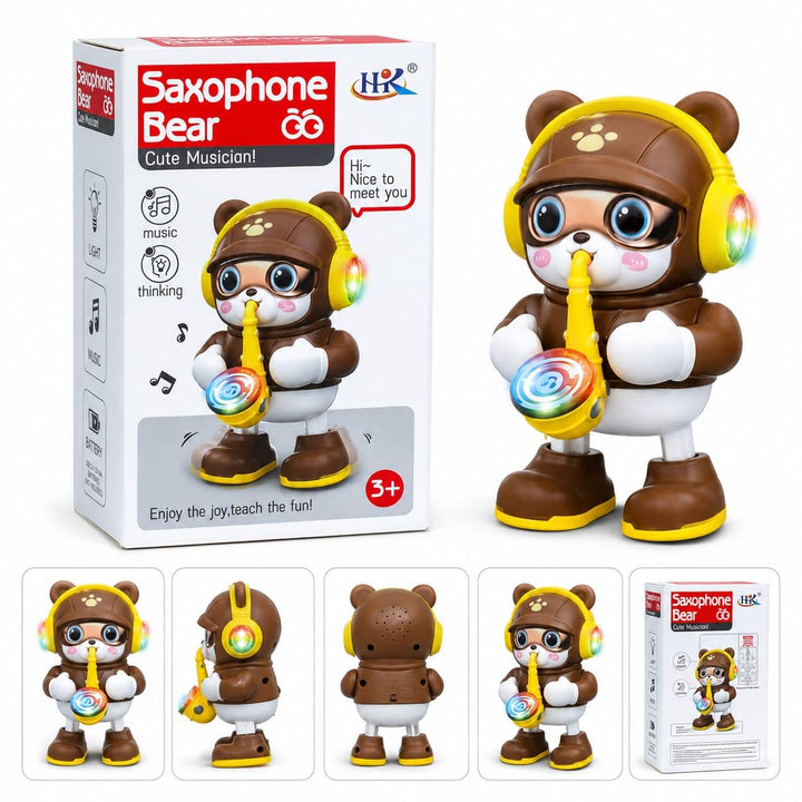 Saxophone Bear Toy for Kids | Lights, Music, Dancing Bear Toy - Blue