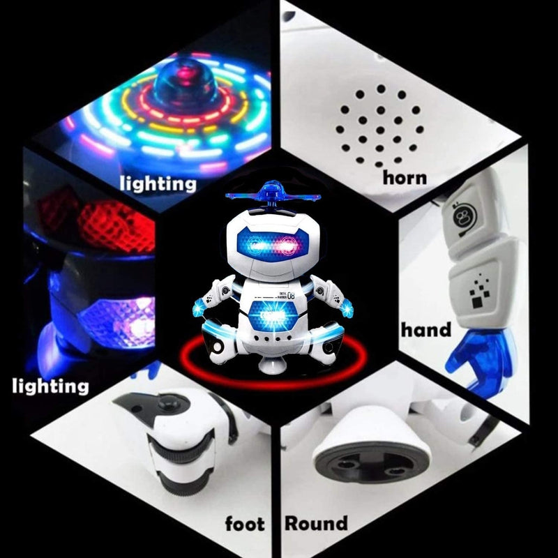 360° Spinning Dancing Robot Toy with LED Light and Music (Battery Exclude)