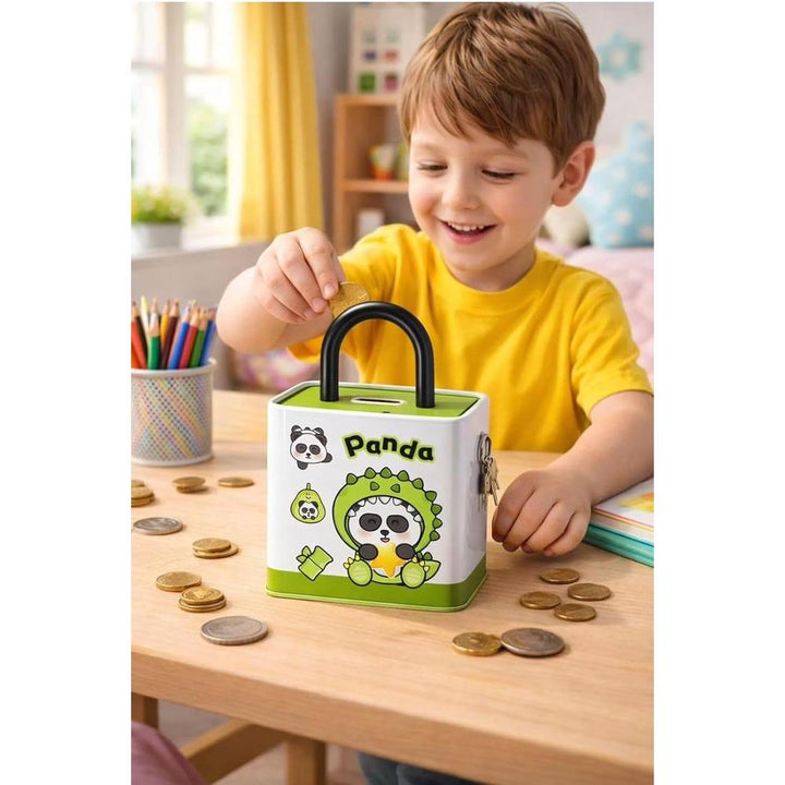 Magic World Cute Cartoon Piggy Bank with Combination Lock | Portable Money Saving & Cash Storage Box for Kids | Mini Coin Bank for Boys & Girls