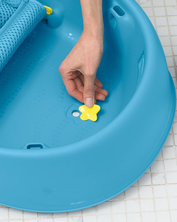 Skip Hop Moby Smart Sling 3-Stage Baby Bath Tub | Newborn to Toddler Bathtub with Mesh Sling & Non-Slip Interior | Blue