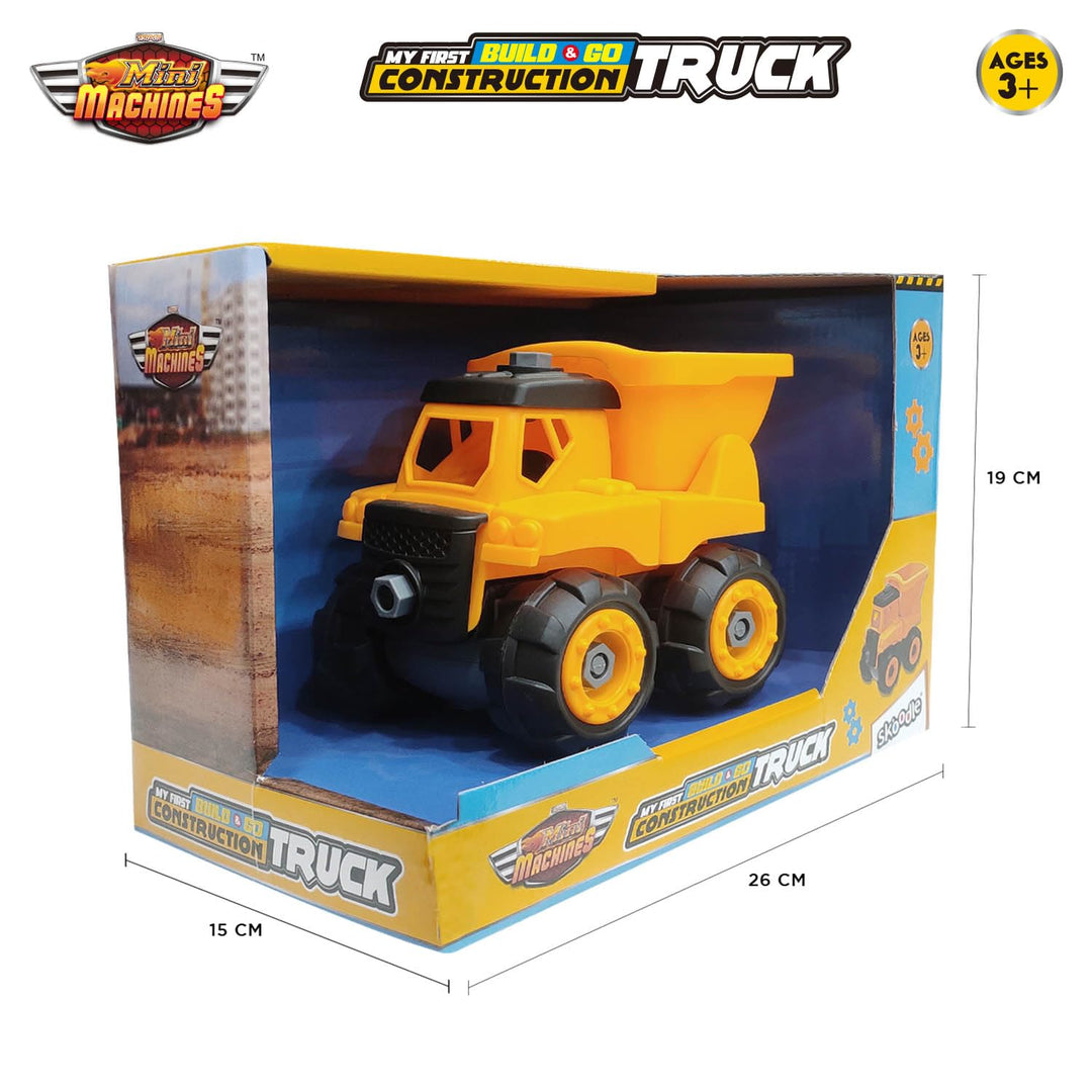 Scoodle Mini Machines My First Build & Go - Construction Truck Toy | Pull Back Vehicle for Kids