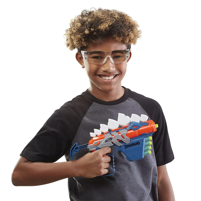 Nerf Dinosquad Stego - Smash Dart Blaster With 4-Dart Storage & Pull-Back Priming Handle