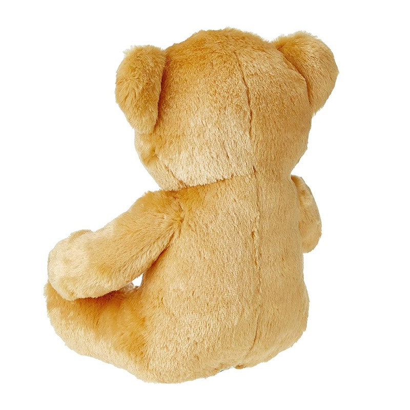 Plush Cute Sitting Teddy Bear Soft Toys with Neck Bow and Foot Print - Brown 35 cm