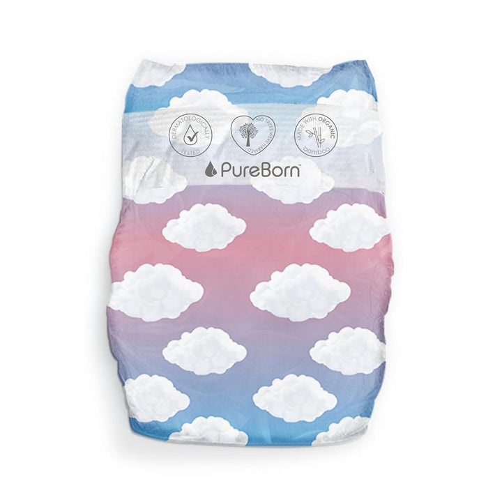 PureBorn Organic Bamboo (Size-2) Baby Disposable Diapers | 32 Pieces | 3-6 kgs