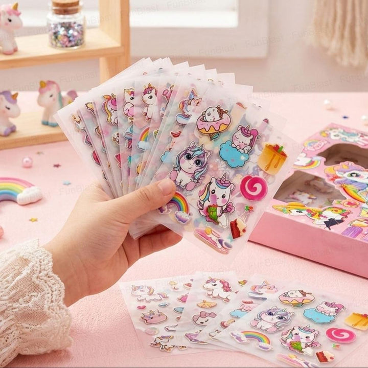 FunBlast Unicorn Theme PET Stickers | 100 Sheets | 500+ Kawaii Japanese Style Self Adhesive Stickers