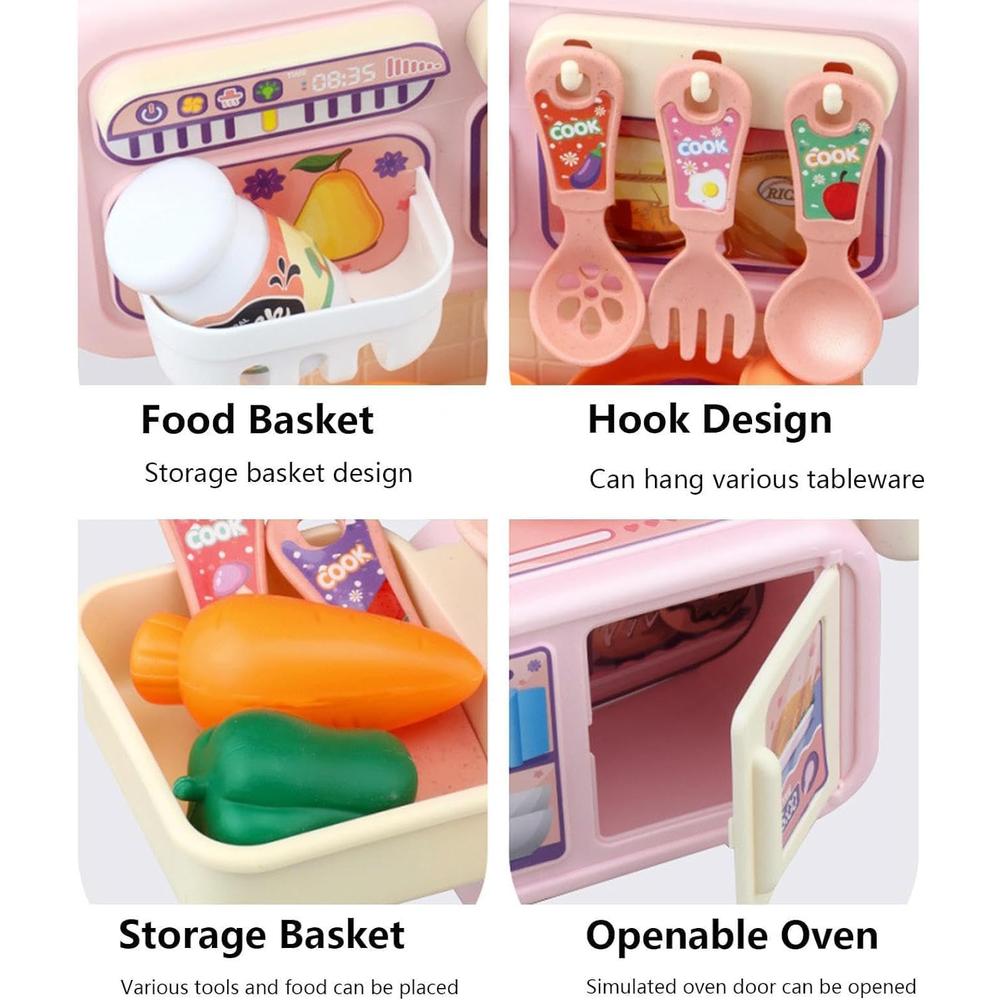 Annie Dream Kitchen Set | Pretend Play Toy Kitchen with Cooking Accessories, Sink & Storage Rack