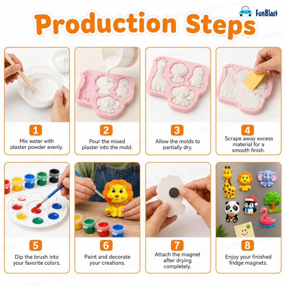 FunBlast DIY Mould & Paint Craft Kit | Paint Your Own Plaster Figurine Art Set