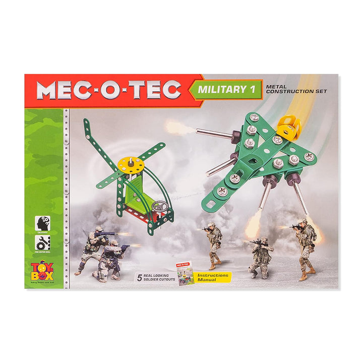 Toy box by Ratna's MEC-O-TEC Military No.1 – Metal Construction Set for Kids | 101 Pieces | 5 Models