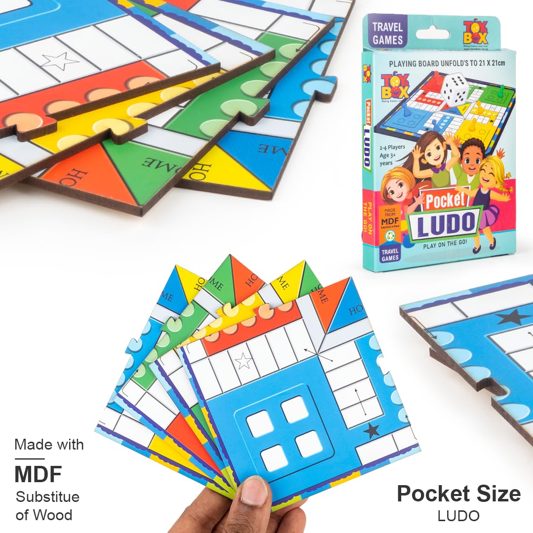 Toy Box by Ratna Pocket Ludo Travel Board Game | Portable Family Game