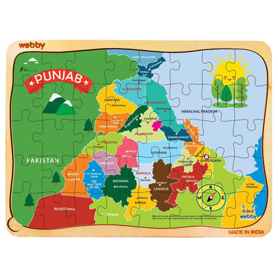 Punjab Map Wooden Jigsaw Puzzle, 40pcs