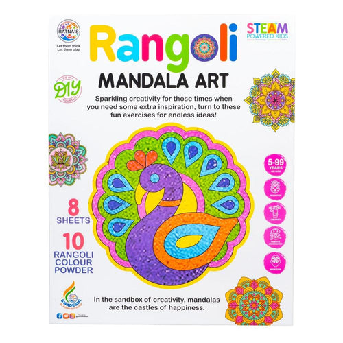 Ratnas Rangoli Mandala Art – DIY Creative Activity Kit | 8 Sticky Sheet