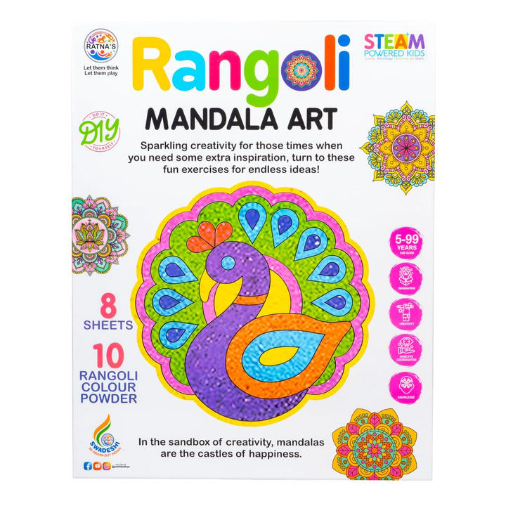 Ratna's Rangoli Mandala Art – DIY Creative Activity Kit | 8 Sticky Sheet