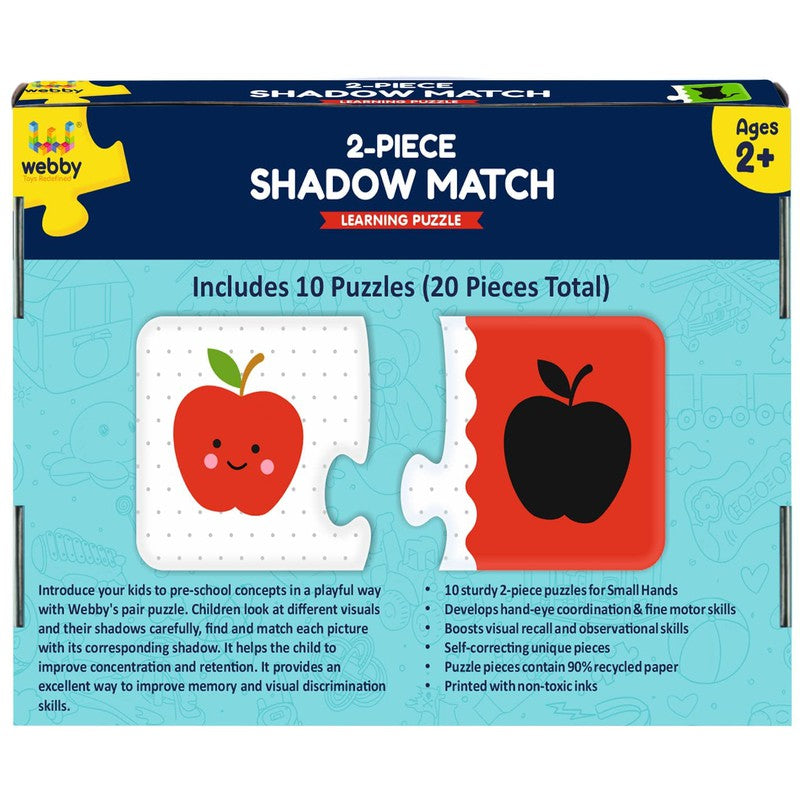 Shadow Match 2 Pieces Learning Pack Jigsaw Puzzle, Montessori Early Educational Pre School Puzzle Toys for 2+ Years Kid