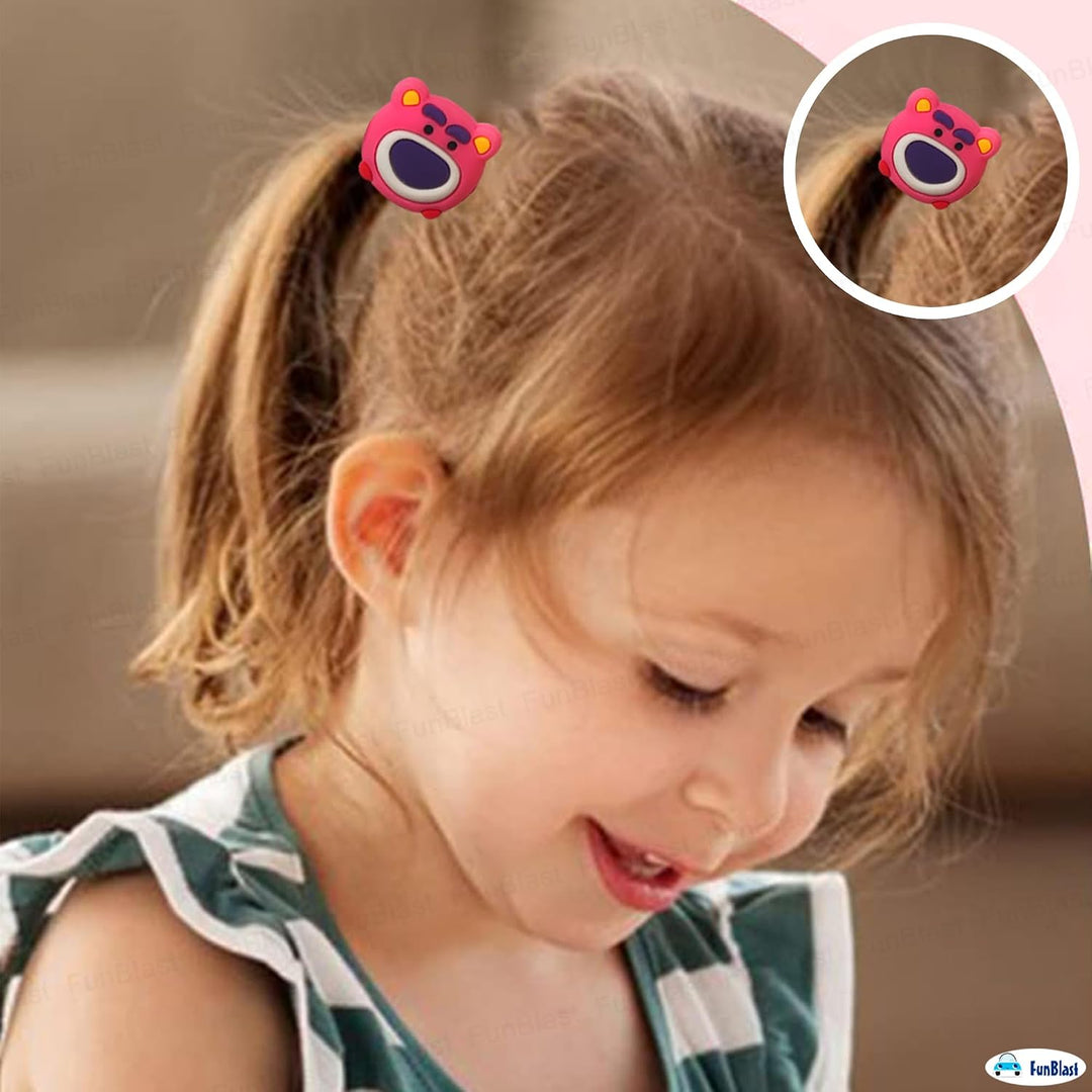 FunBlast Hair Rubber Bands for Girls - Strawberry & Bear Hairs Ties (10 Pieces)