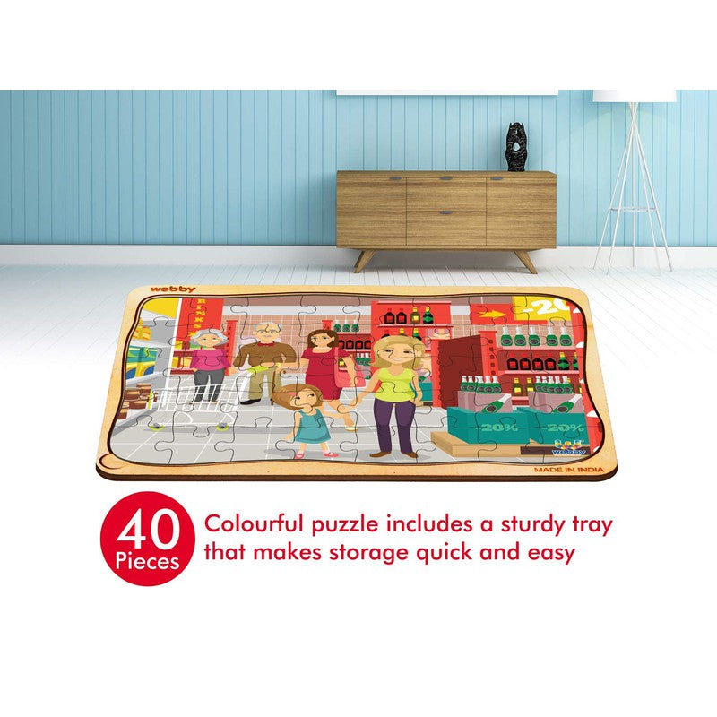 The Supermarket Wooden Jigsaw Puzzle, 40pcs