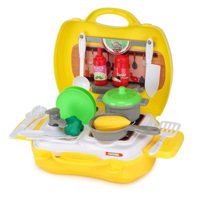 Kitchen Play Set with Foldable Suitcase, Game Toy Kit, Compact Kitchen Accessories Pretend Play