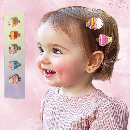 FunBlast Hairpins for Girls | 5 Pcs Ice-Cream Duckbill Clips | Cute Kawaii Tic Tac Barrettes