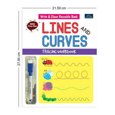 Write and Clean Reusable Book - Line and Curve Tracing Workbook For Kids