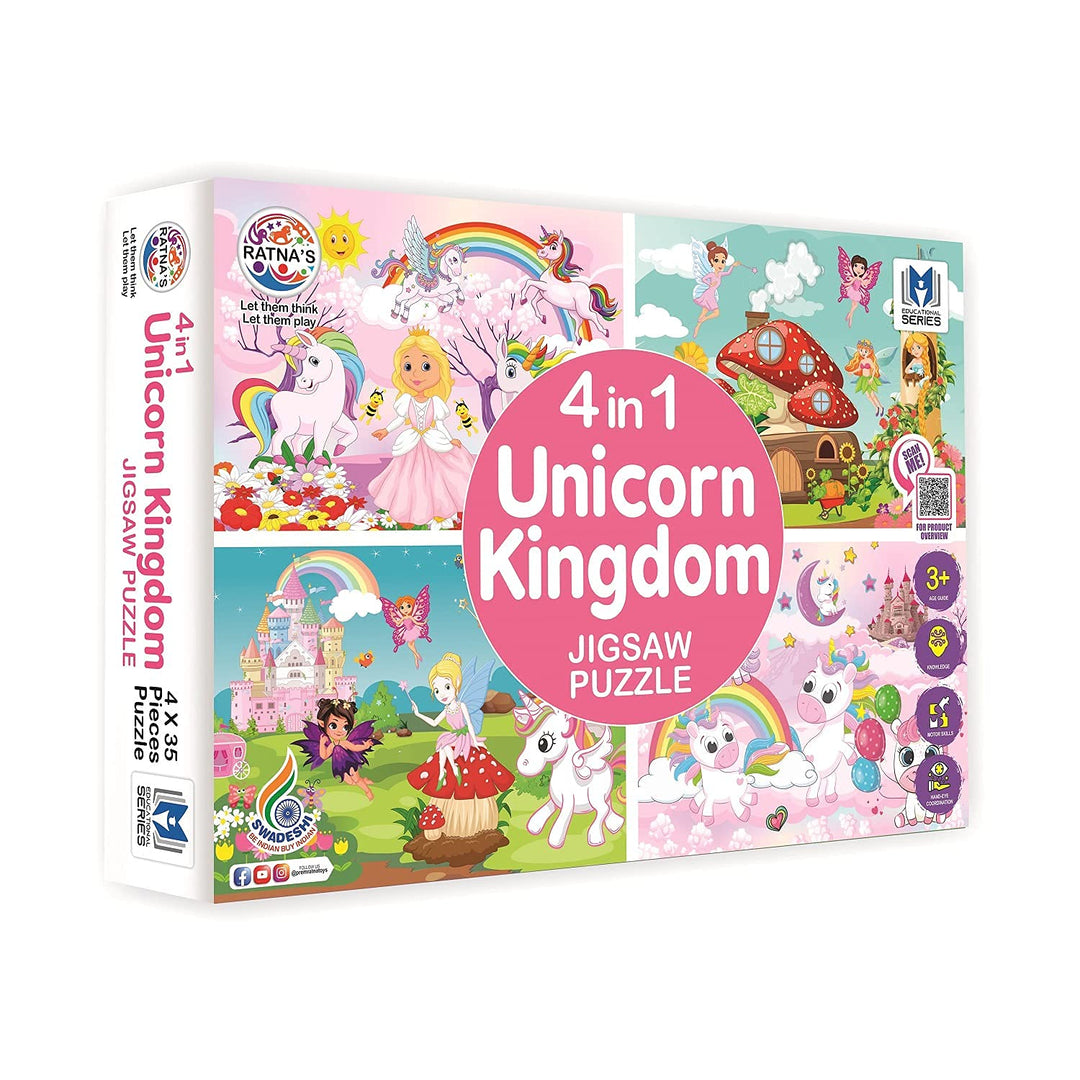 Ratna's 4 in 1 -Unicorn Kingdom Jigsaw Puzzle for Kids |A Perfect Puzzle for Little Hands