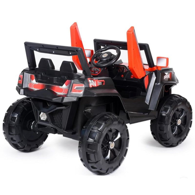 Red Driving Jeep Ride on | Remote + Mobile App Control & Manual Steering Drive Car | Bluetooth Music Player | Loading Capacity of 50 Kg | COD Not Available