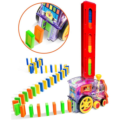 Domino Train with 60 Pieces Domino Blocks Set (Creative  Educational Play Game)