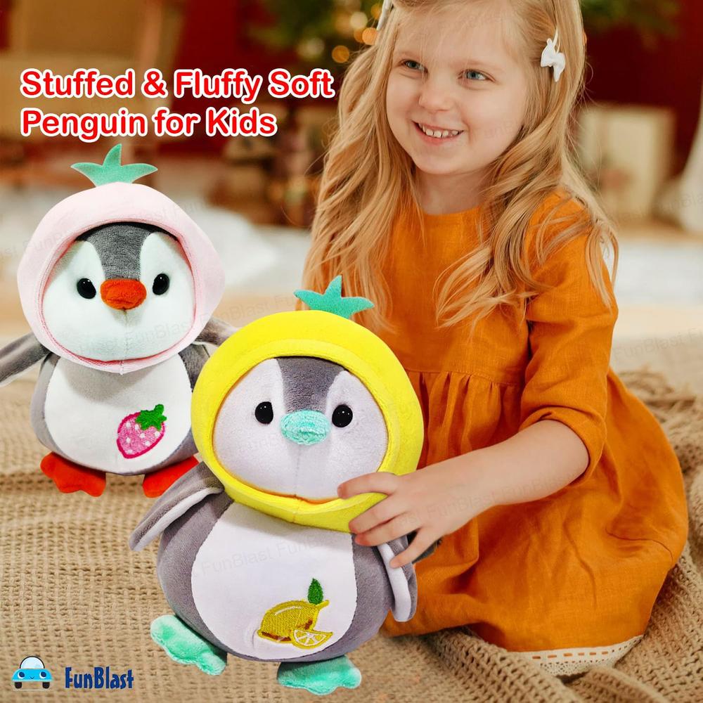 FunBlast Fruity Penguin Soft Toy | Fluffy Stuffed Plush Toy for Kids | Cute Huggable Penguin