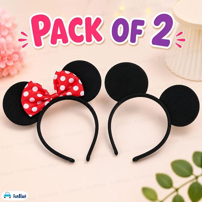 FunBlast Pack of 2 Hairbands for Baby Girls | Cartoon Ear Hair Band
