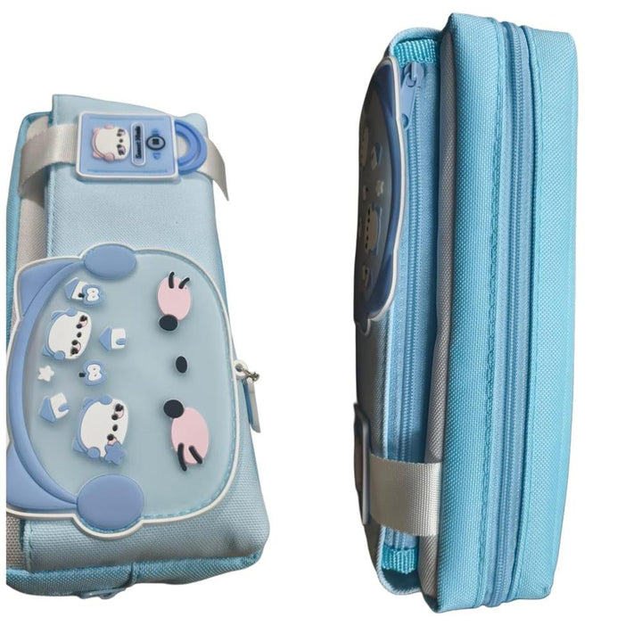 Sweet Music Kids Geometry Box Pouch with Zipper – Cartoon Polar Bear Pencil Case & School Stationery Organizer- Blue
