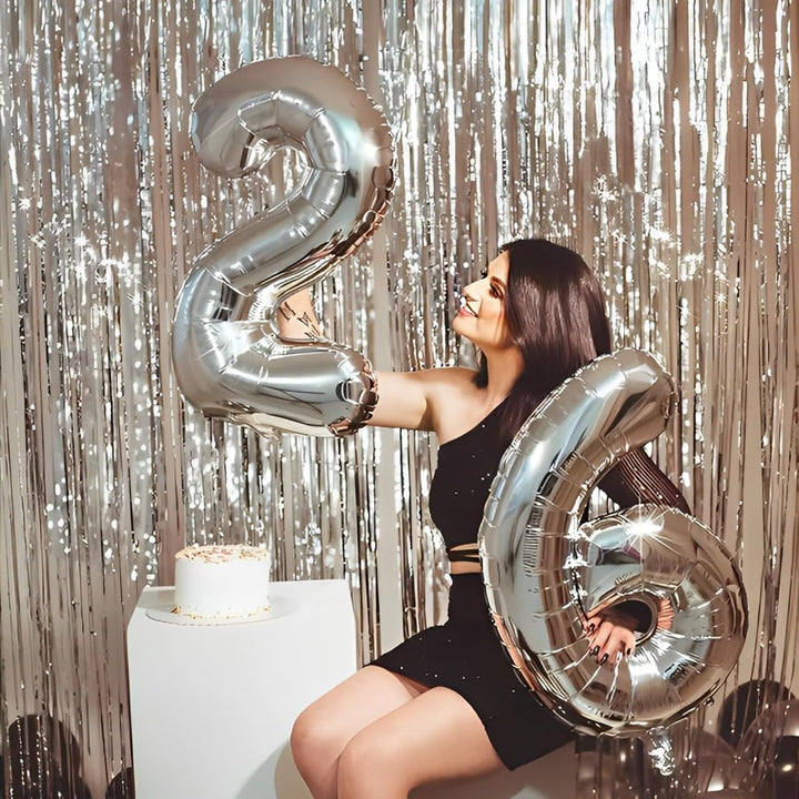 Silver Metallic Foil Fringe Curtain | Decoration for Birthday