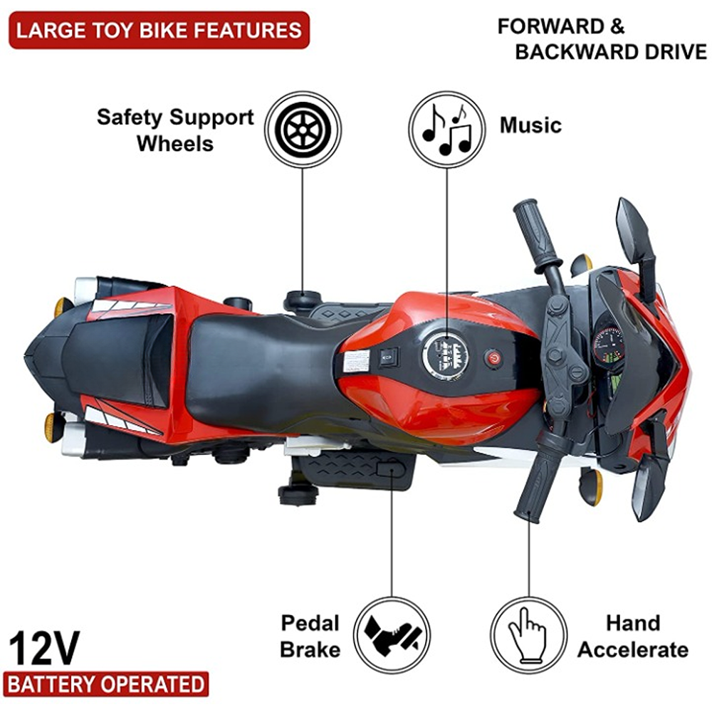 Red Ride-On | Rechargeable Battery Operated | R3 Bike (COD Not Available)