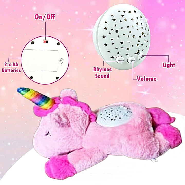 MUREN Interactive Musical Sleep Aid Plush Toy - Moon & Star Light Projector